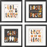 Framed 'Retro Halloween 4 Piece Framed Art Print Set' border=