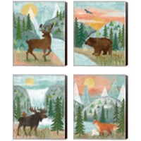 Framed 'Woodland Forest 4 Piece Canvas Print Set' border=