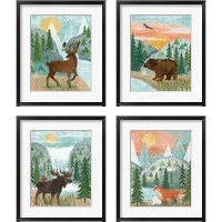 Framed 'Woodland Forest 4 Piece Framed Art Print Set' border=