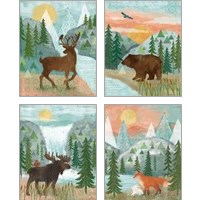 Framed Woodland Forest 4 Piece Art Print Set