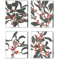 Framed 'Colorblock Berry Branch 4 Piece Canvas Print Set' border=