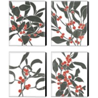 Framed 'Colorblock Berry Branch 4 Piece Canvas Print Set' border=