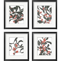 Framed 'Colorblock Berry Branch 4 Piece Framed Art Print Set' border=
