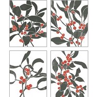 Framed Colorblock Berry Branch 4 Piece Art Print Set
