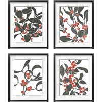 Framed 'Colorblock Berry Branch 4 Piece Framed Art Print Set' border=