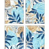 Framed Blue Jungle 4 Piece Art Print Set