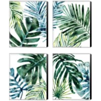 Framed 'Tropical Leaf Medley 4 Piece Canvas Print Set' border=