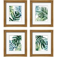 Framed 'Tropical Leaf Medley 4 Piece Framed Art Print Set' border=