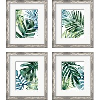 Framed 'Tropical Leaf Medley 4 Piece Framed Art Print Set' border=