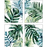 Framed 'Tropical Leaf Medley 4 Piece Art Print Set' border=