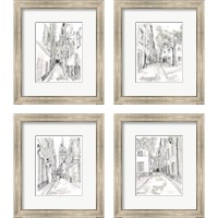 Framed European City Sketch 4 Piece Framed Art Print Set