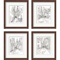 Framed 'European City Sketch 4 Piece Framed Art Print Set' border=