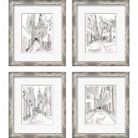 Framed European City Sketch 4 Piece Framed Art Print Set