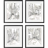 Framed 'European City Sketch 4 Piece Framed Art Print Set' border=