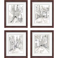 Framed 'European City Sketch 4 Piece Framed Art Print Set' border=