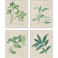 Framed Herbs on Burlap 4 Piece Art Print Set