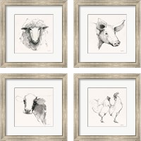 Framed 'Life at Home Vintage Cream 4 Piece Framed Art Print Set' border=