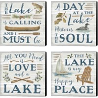 Framed 'Lakeside Retreat 4 Piece Canvas Print Set' border=