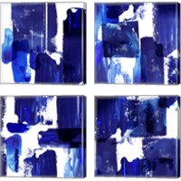 Framed Indigo Abstract 4 Piece Canvas Print Set