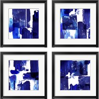 Framed 'Indigo Abstract 4 Piece Framed Art Print Set' border=
