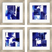 Framed Indigo Abstract 4 Piece Framed Art Print Set