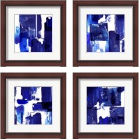 Framed Indigo Abstract 4 Piece Framed Art Print Set
