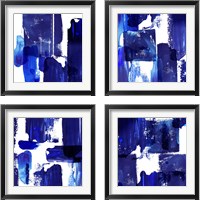 Framed 'Indigo Abstract 4 Piece Framed Art Print Set' border=