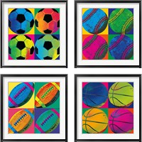 Framed 'Ball Four 4 Piece Framed Art Print Set' border=