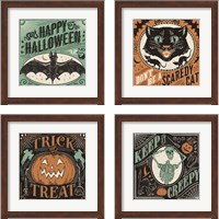 Framed 'Scaredy Cats 4 Piece Framed Art Print Set' border=