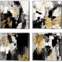 Framed 'Neutral Gold Collage 4 Piece Canvas Print Set' border=