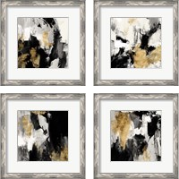 Framed 'Neutral Gold Collage 4 Piece Framed Art Print Set' border=