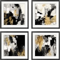 Framed 'Neutral Gold Collage 4 Piece Framed Art Print Set' border=