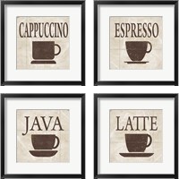 Framed 'Simply Coffee 4 Piece Framed Art Print Set' border=