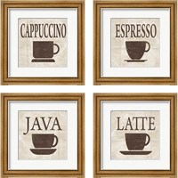 Framed 'Simply Coffee 4 Piece Framed Art Print Set' border=