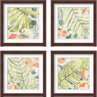 Framed 'Palm Garden 4 Piece Framed Art Print Set' border=