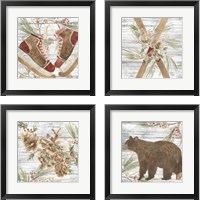 Framed 'Pinecone Lodge 4 Piece Framed Art Print Set' border=