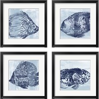 Framed 'Ocean Study 4 Piece Framed Art Print Set' border=