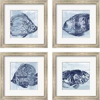 Framed 'Ocean Study 4 Piece Framed Art Print Set' border=