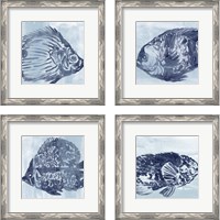 Framed 'Ocean Study 4 Piece Framed Art Print Set' border=