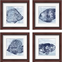 Framed 'Ocean Study 4 Piece Framed Art Print Set' border=