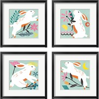 Framed 'Easter Bunnies 4 Piece Framed Art Print Set' border=