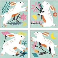 Framed Easter Bunnies 4 Piece Art Print Set