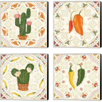 Framed 'Tex Mex Fiesta 4 Piece Canvas Print Set' border=