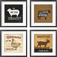 Framed 'Are Ewe Serious 4 Piece Framed Art Print Set' border=