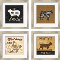 Framed 'Are Ewe Serious 4 Piece Framed Art Print Set' border=