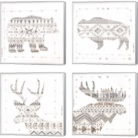 Framed 'Patterned Forest Animal 4 Piece Canvas Print Set' border=