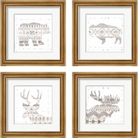 Framed Patterned Forest Animal 4 Piece Framed Art Print Set