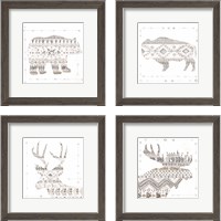 Framed 'Patterned Forest Animal 4 Piece Framed Art Print Set' border=