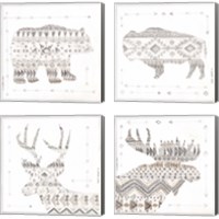 Framed 'Patterned Forest Animal 4 Piece Canvas Print Set' border=