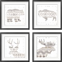 Framed Patterned Forest Animal 4 Piece Framed Art Print Set
